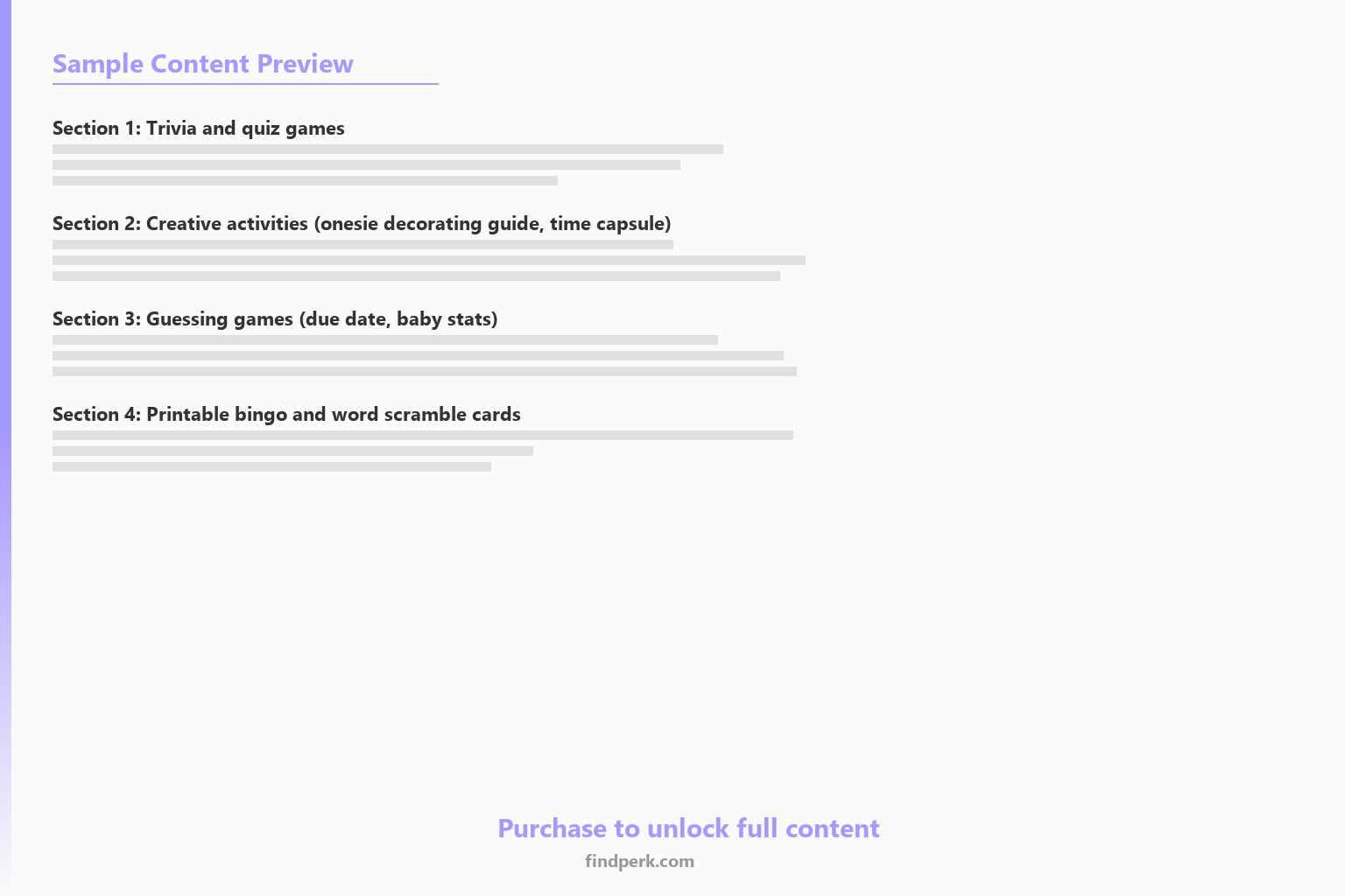 Baby Shower Game Bundle - 25 Modern Games, Printable Cards & Activity Pack - Content Preview