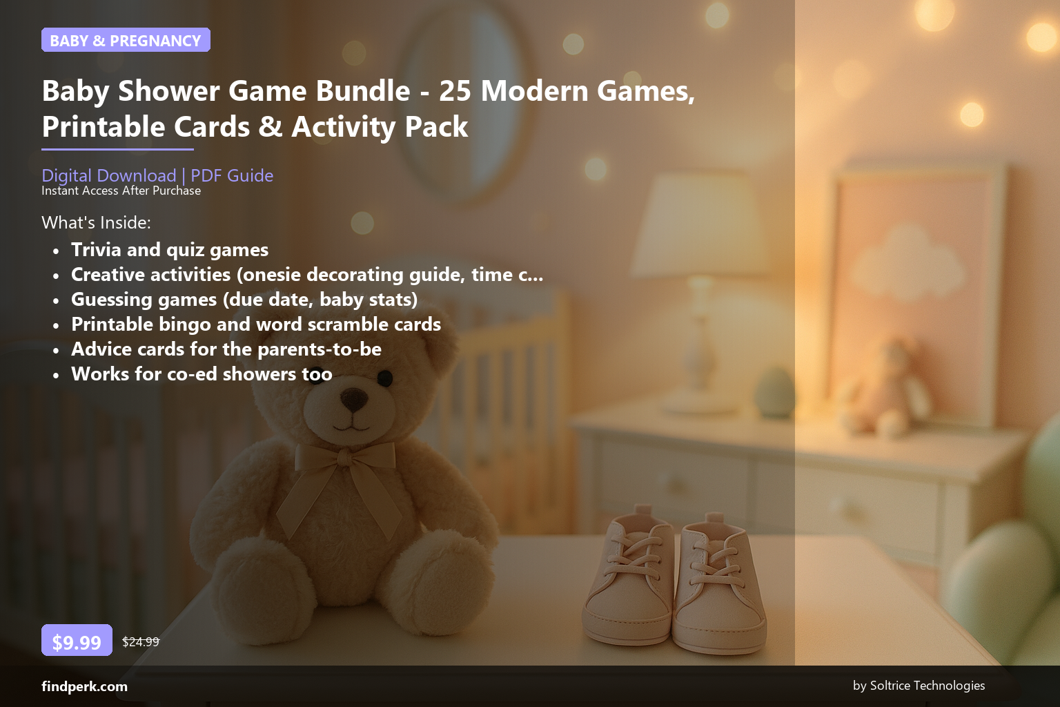 Baby Shower Game Bundle - 25 Modern Games, Printable Cards & Activity Pack - Cover