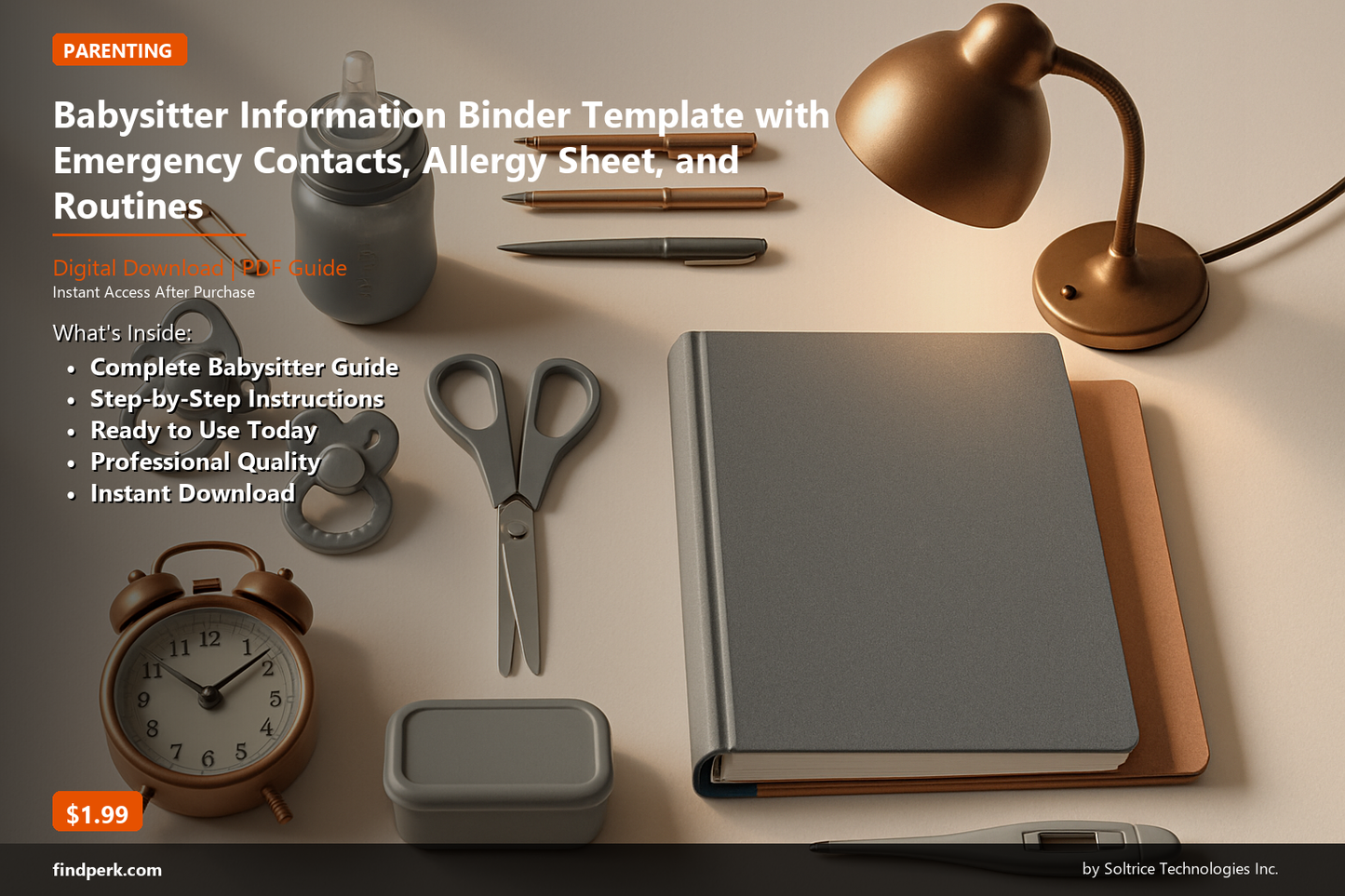 Babysitter Information Binder Template with Emergency Contacts, Allergy Sheet, and Routines