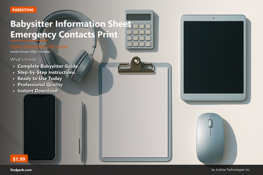 Babysitter Information Sheet Emergency Contacts Print