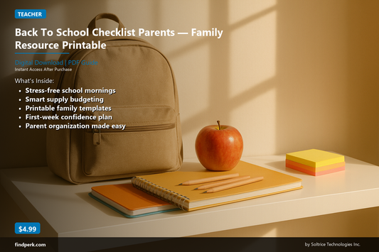 Back To School Checklist Parents — Family Resource Printable