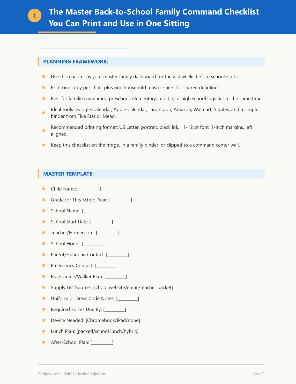Back To School Checklist Parents — Family Resource Printable