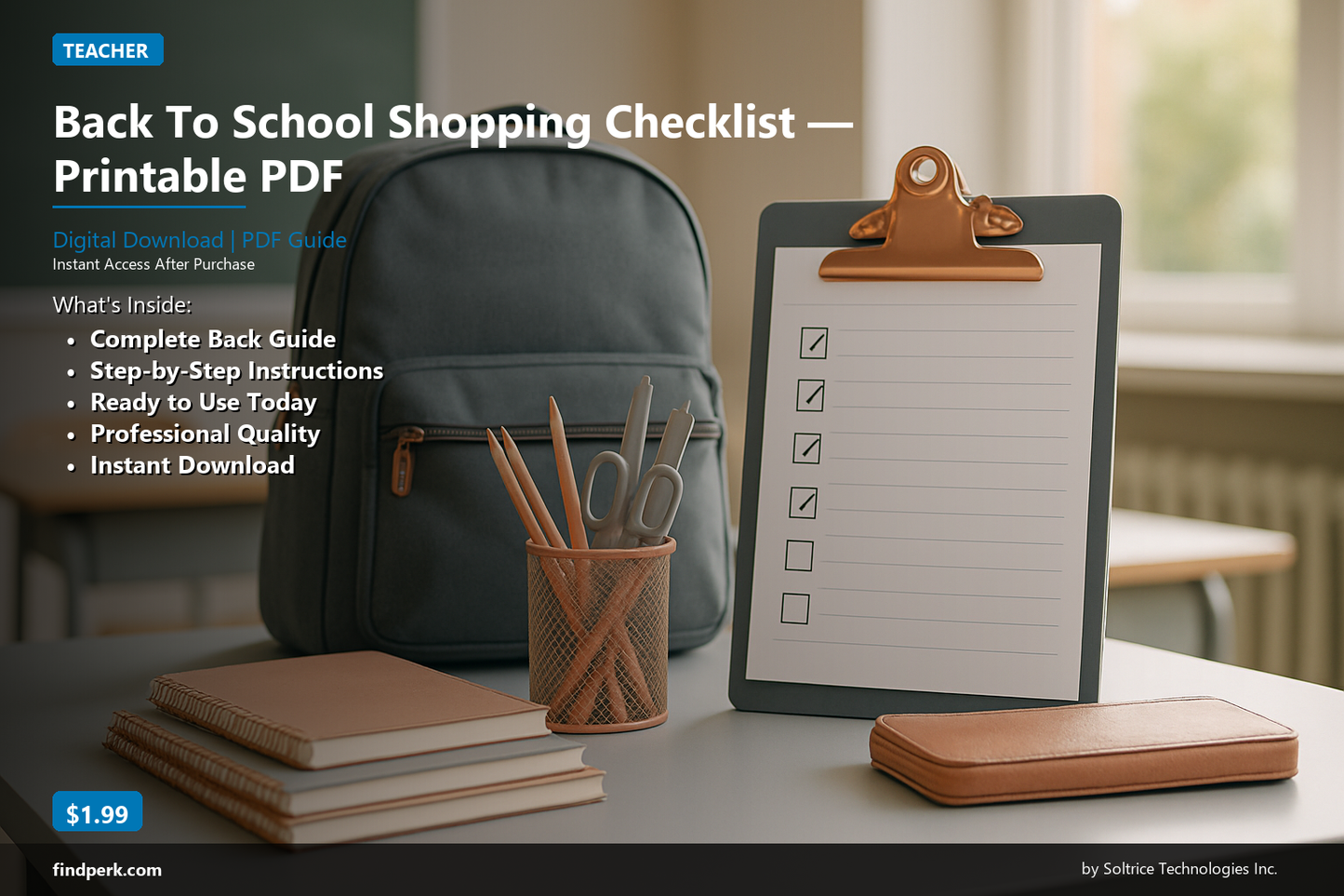 Back To School Shopping Checklist — Printable PDF