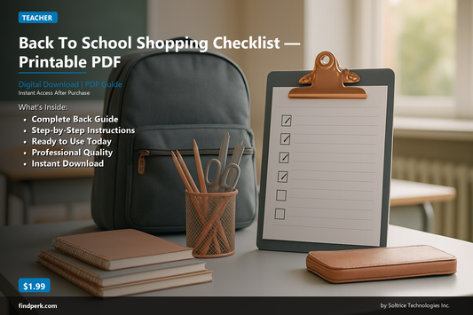 Back To School Shopping Checklist — Printable PDF