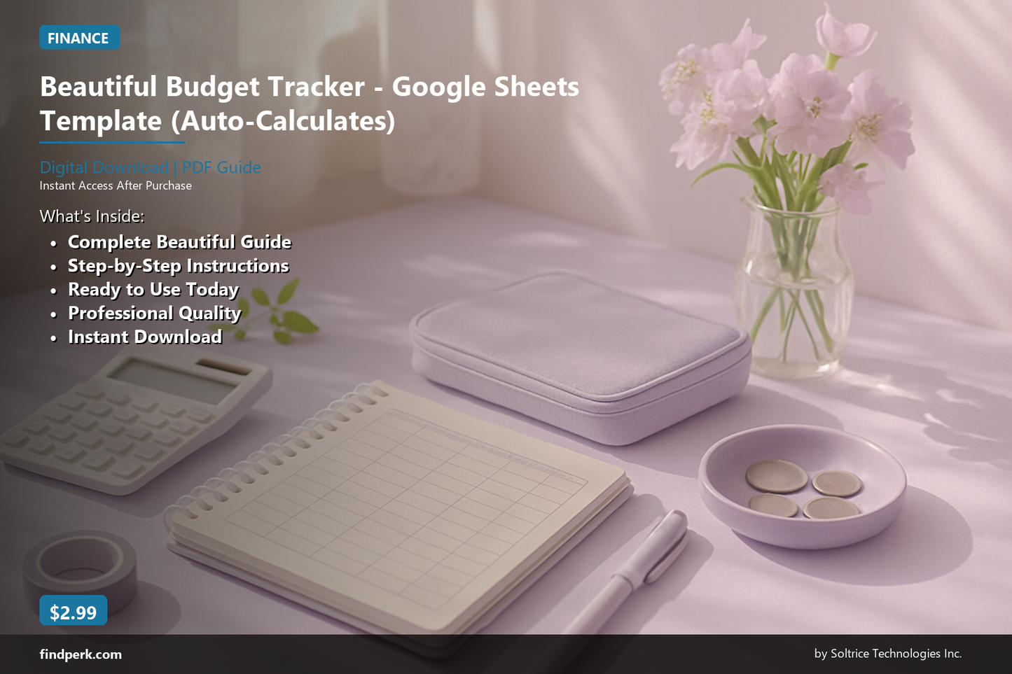 Beautiful Budget Tracker - Google Sheets Template (Auto-Calculates)