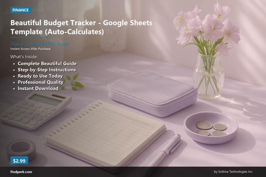 Beautiful Budget Tracker - Google Sheets Template (Auto-Calculates)
