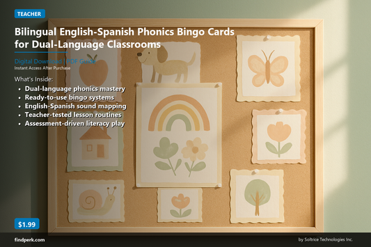 Bilingual English-Spanish Phonics Bingo Cards for Dual-Language Classrooms