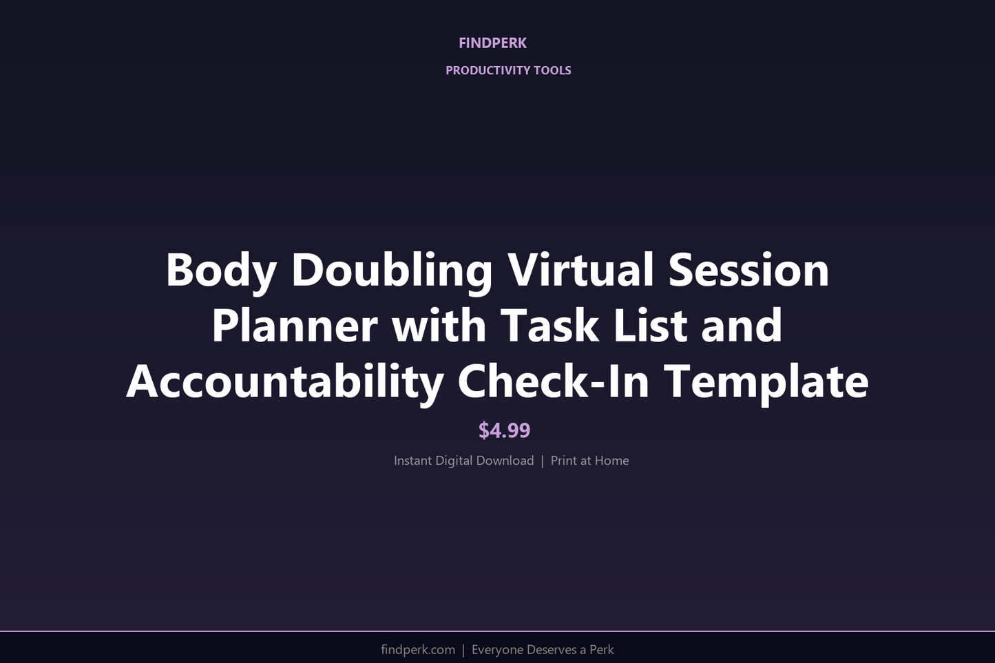 Body Doubling Virtual Session Planner with Task List and Accountability Check-In Template