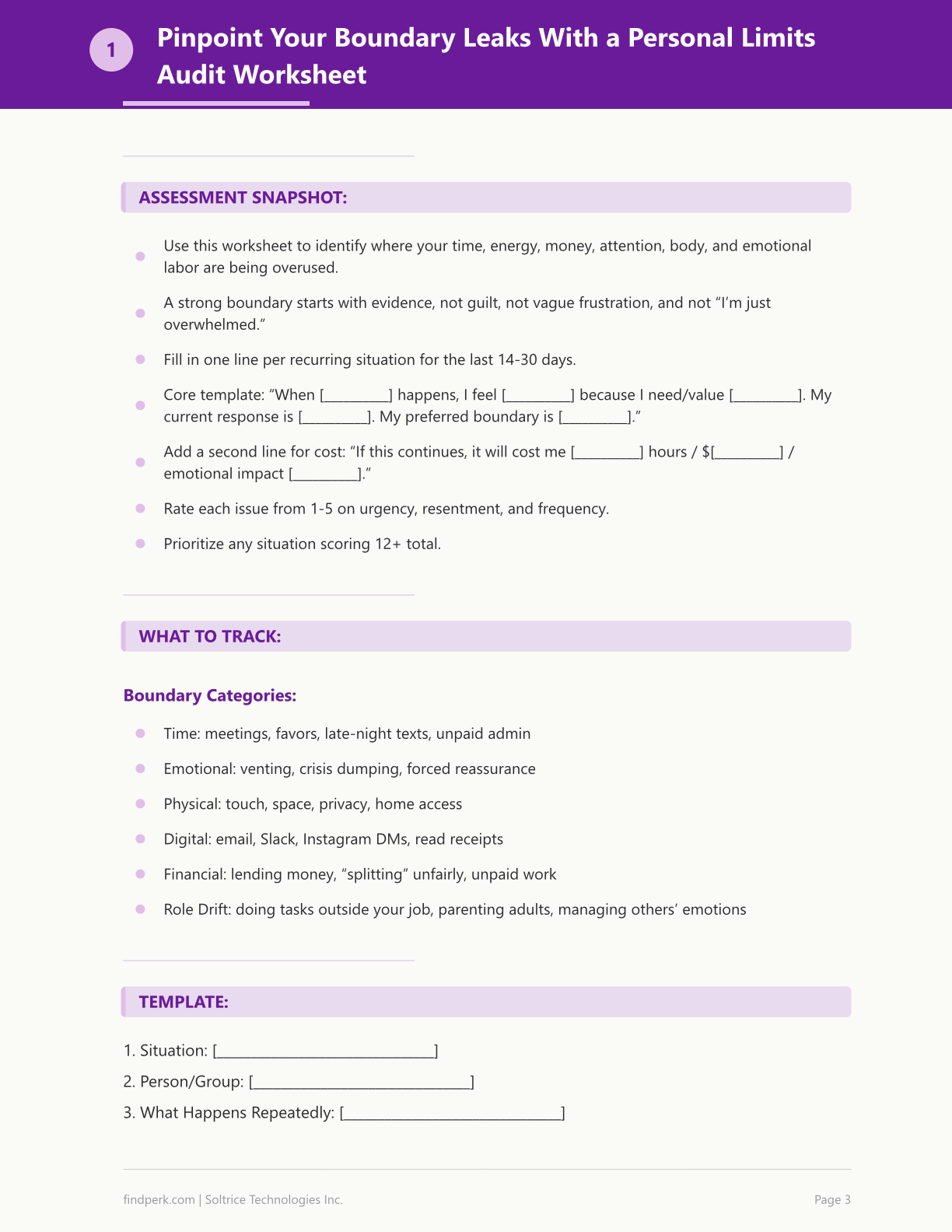 Boundary Setting Worksheet — Self-Care Guide PDF
