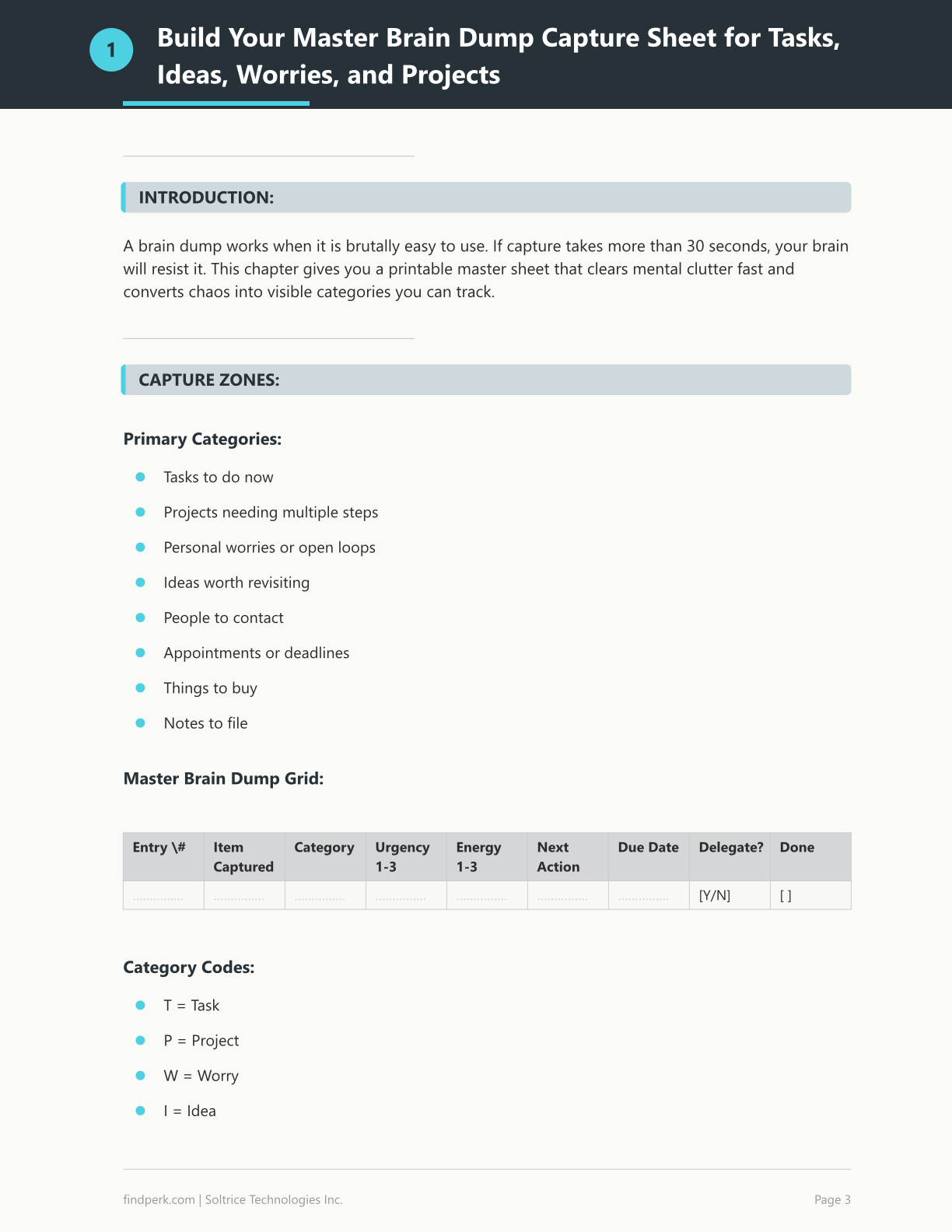 Brain Dump Template Printable — Printable Planner Template