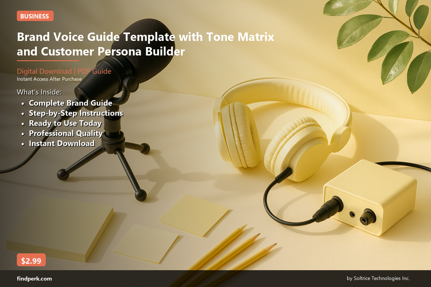 Brand Voice Guide Template with Tone Matrix and Customer Persona Builder