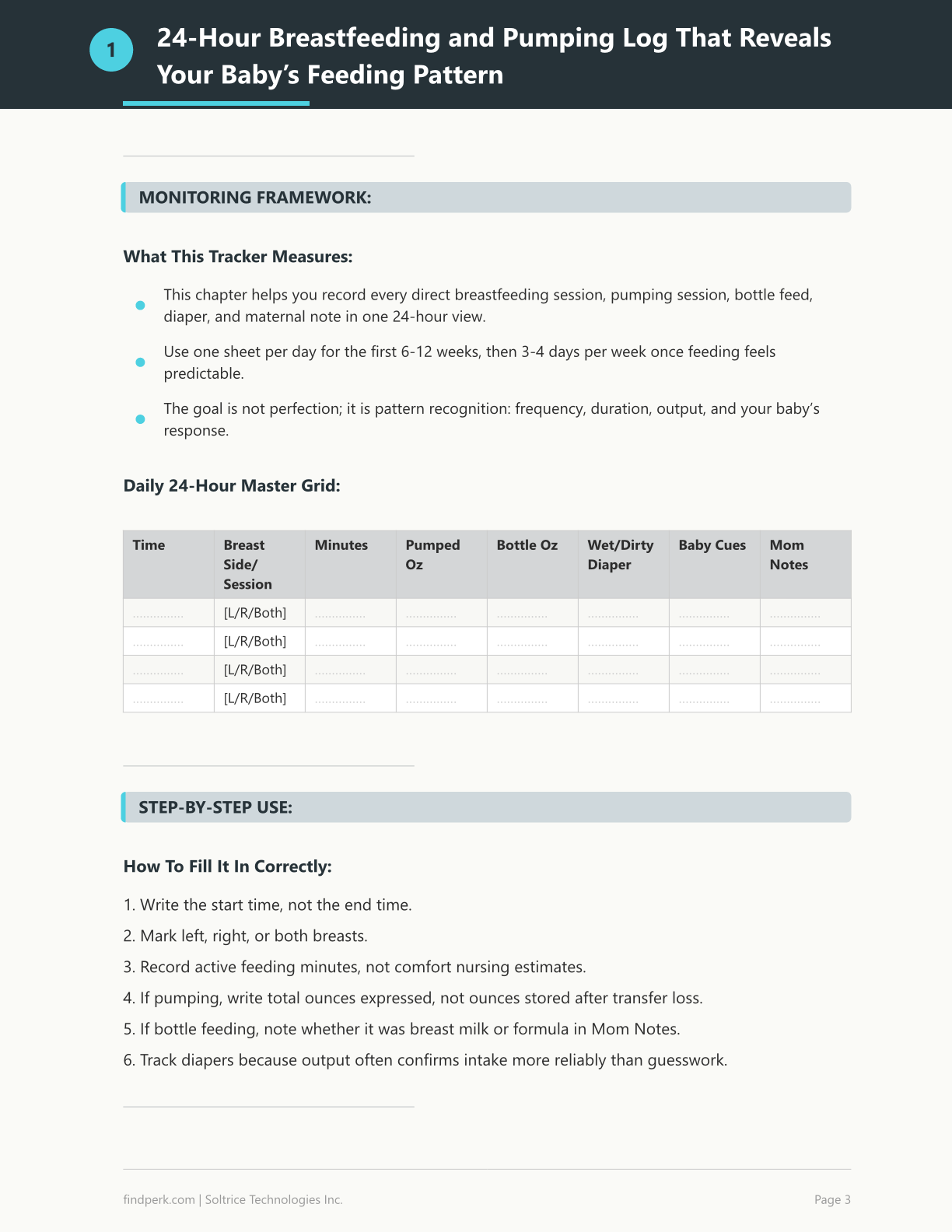 Breastfeeding and Pumping Log Tracker for New Moms