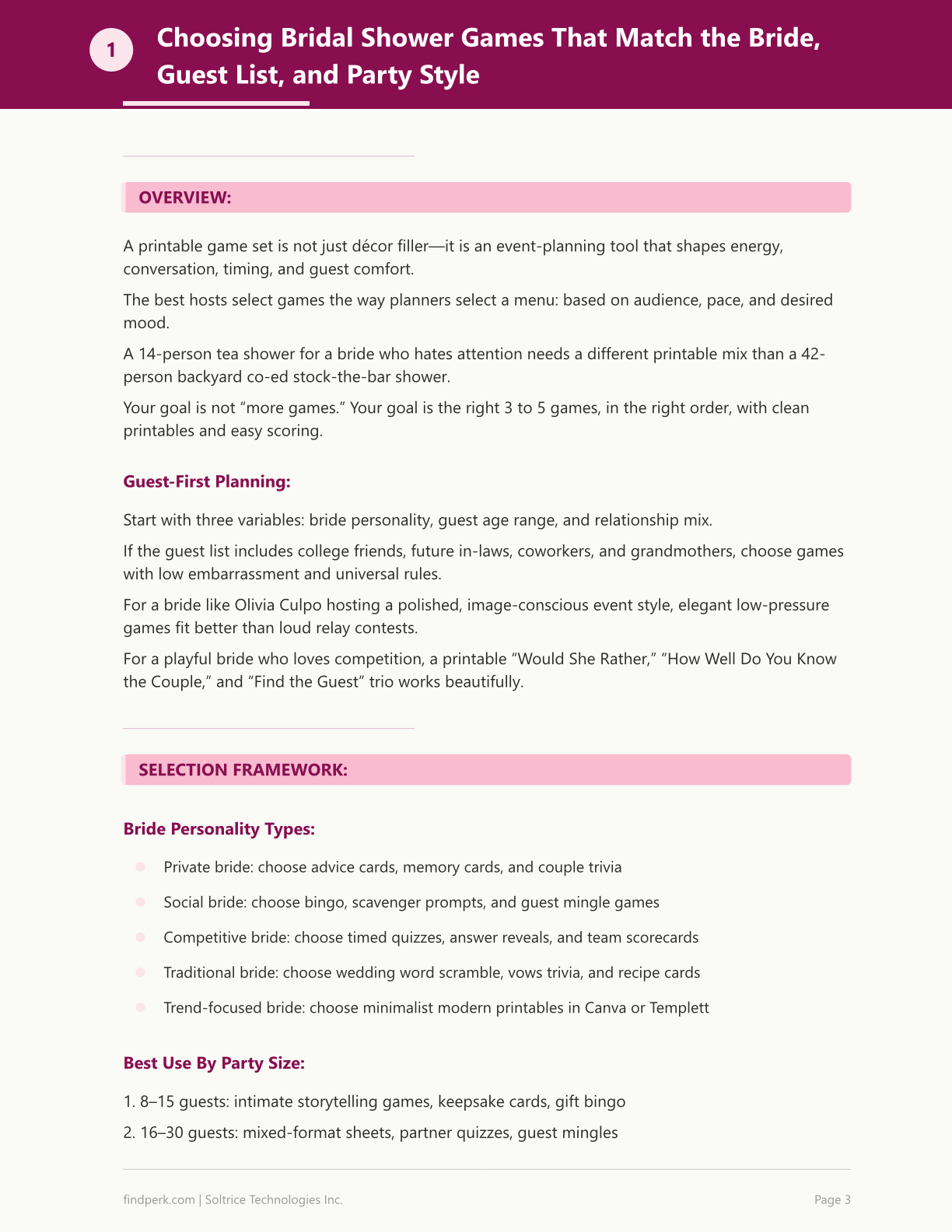 Bridal Shower Games Printable — Event Planning Printable