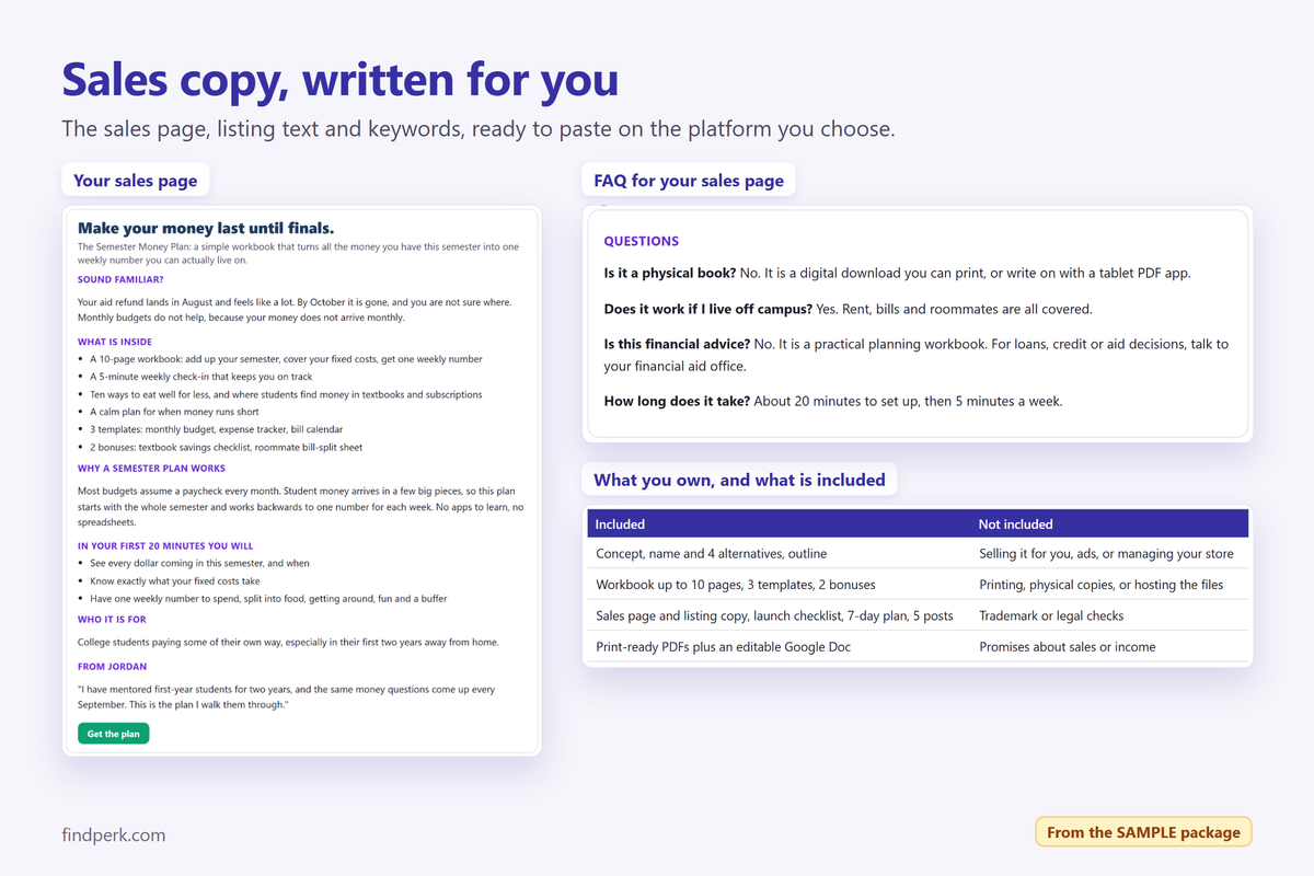 Sales page, FAQ and what you own