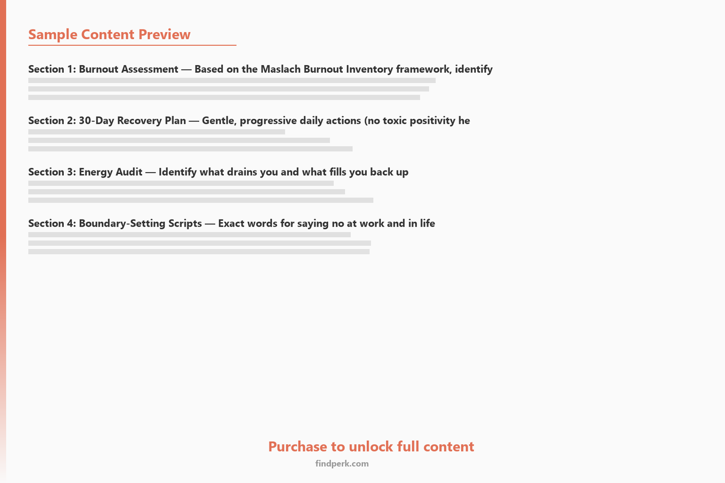 Burnout Recovery Workbook - 30-Day Restoration Plan with CBT & Self-Care Tools - Content Preview