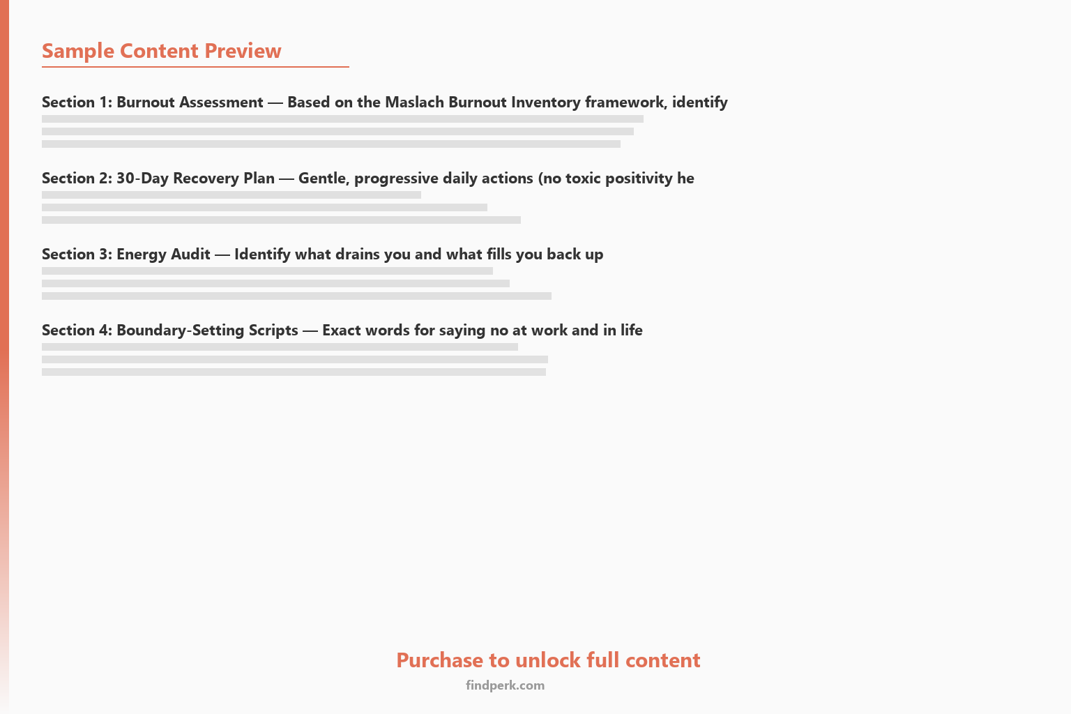Burnout Recovery Workbook - 30-Day Restoration Plan with CBT & Self-Care Tools - Content Preview