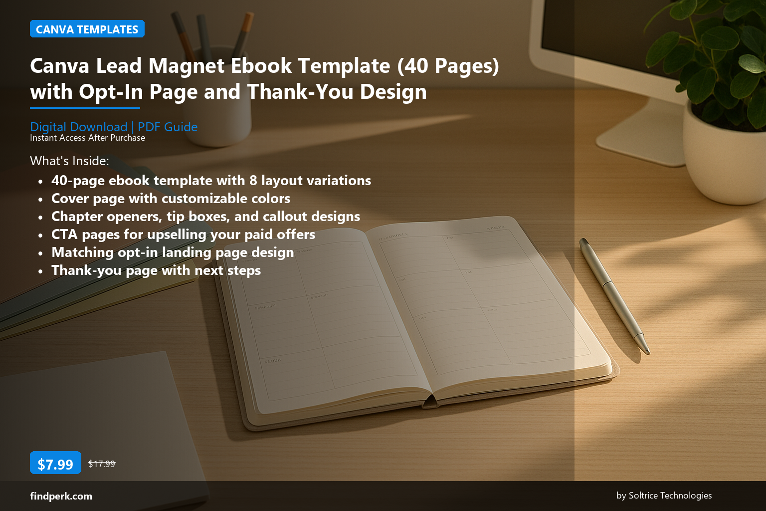 Canva Lead Magnet Ebook Template (40 Pages) with Opt-In Page and Thank-You Design - Cover