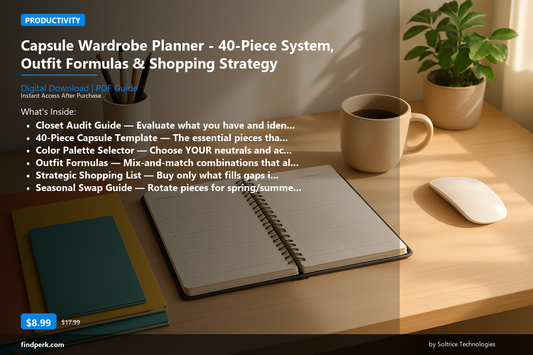 Capsule Wardrobe Planner - 40-Piece System, Outfit Formulas & Shopping Strategy - Cover