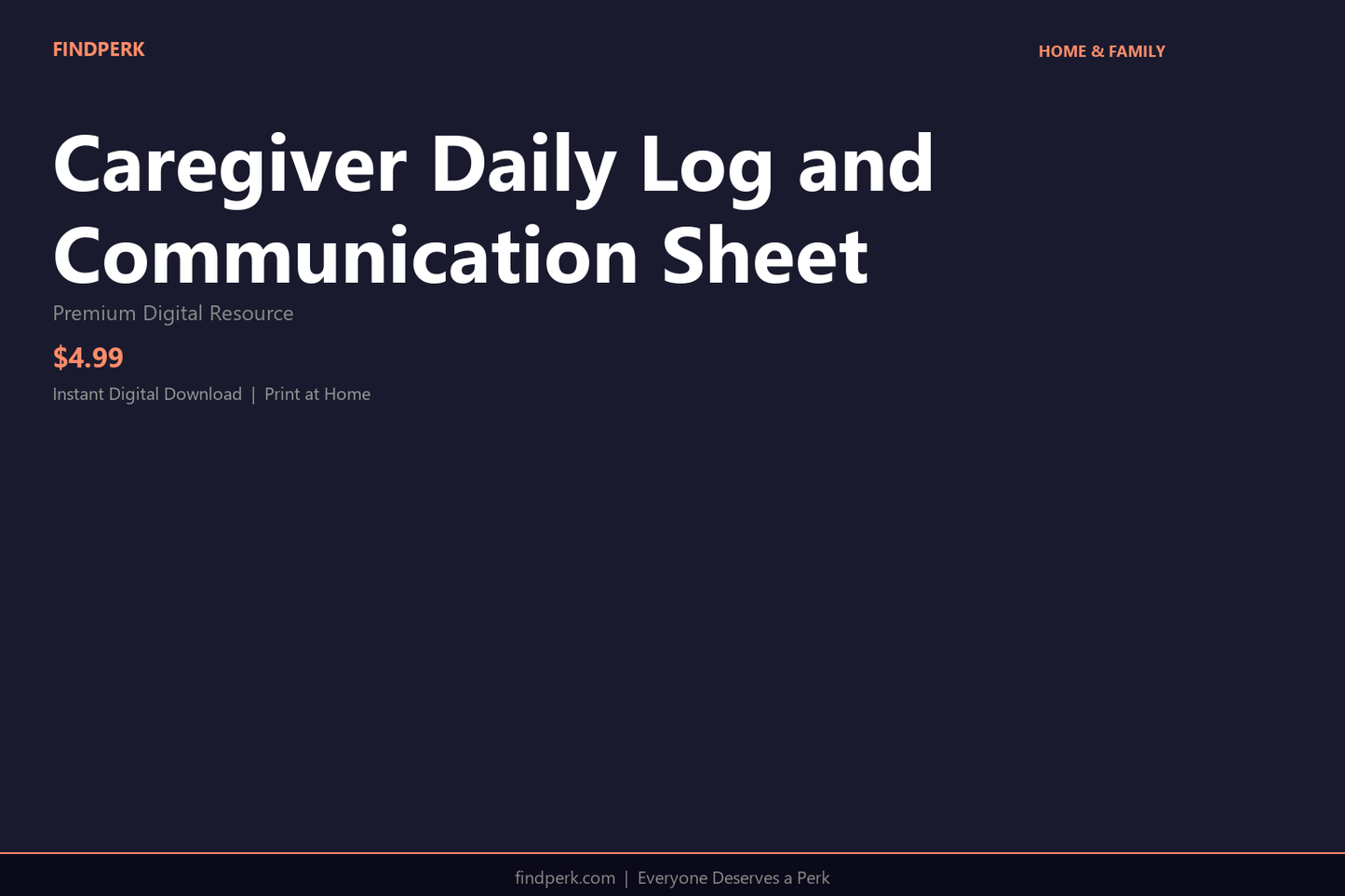 Caregiver Daily Log and Communication Sheet