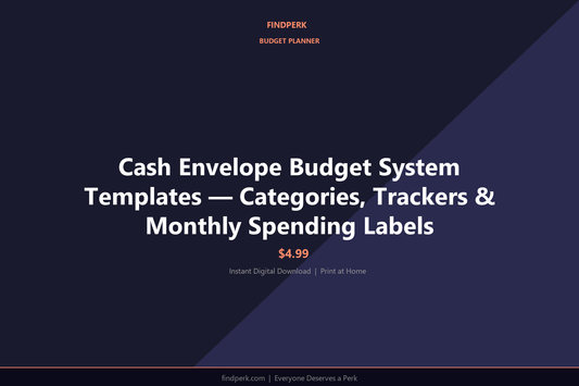 Cash Envelope Budget System Templates — Categories, Trackers & Monthly Spending Labels