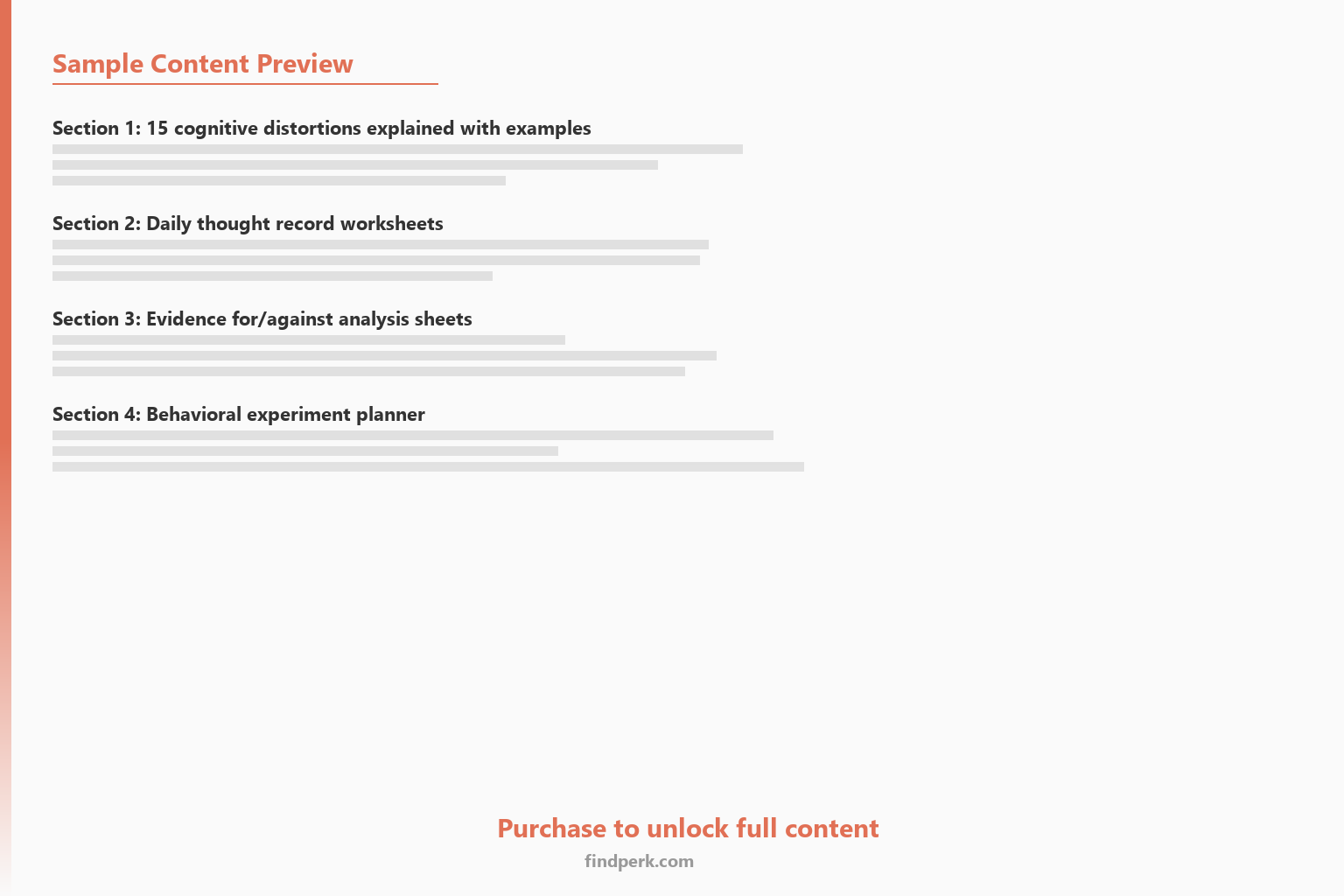 CBT Thought Record Journal - Cognitive Distortion Guide & Daily Worksheets - Content Preview