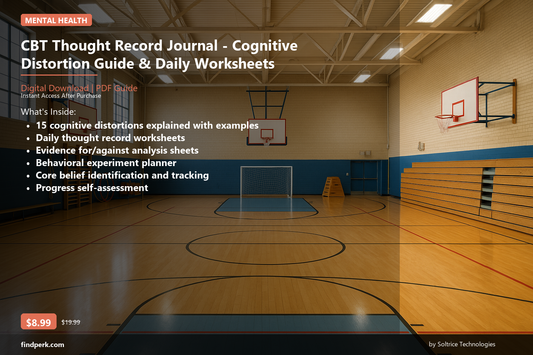CBT Thought Record Journal - Cognitive Distortion Guide & Daily Worksheets - Cover