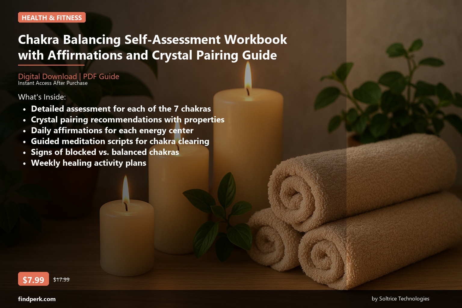 Chakra Balancing Self-Assessment Workbook with Affirmations and Crystal Pairing Guide - Cover