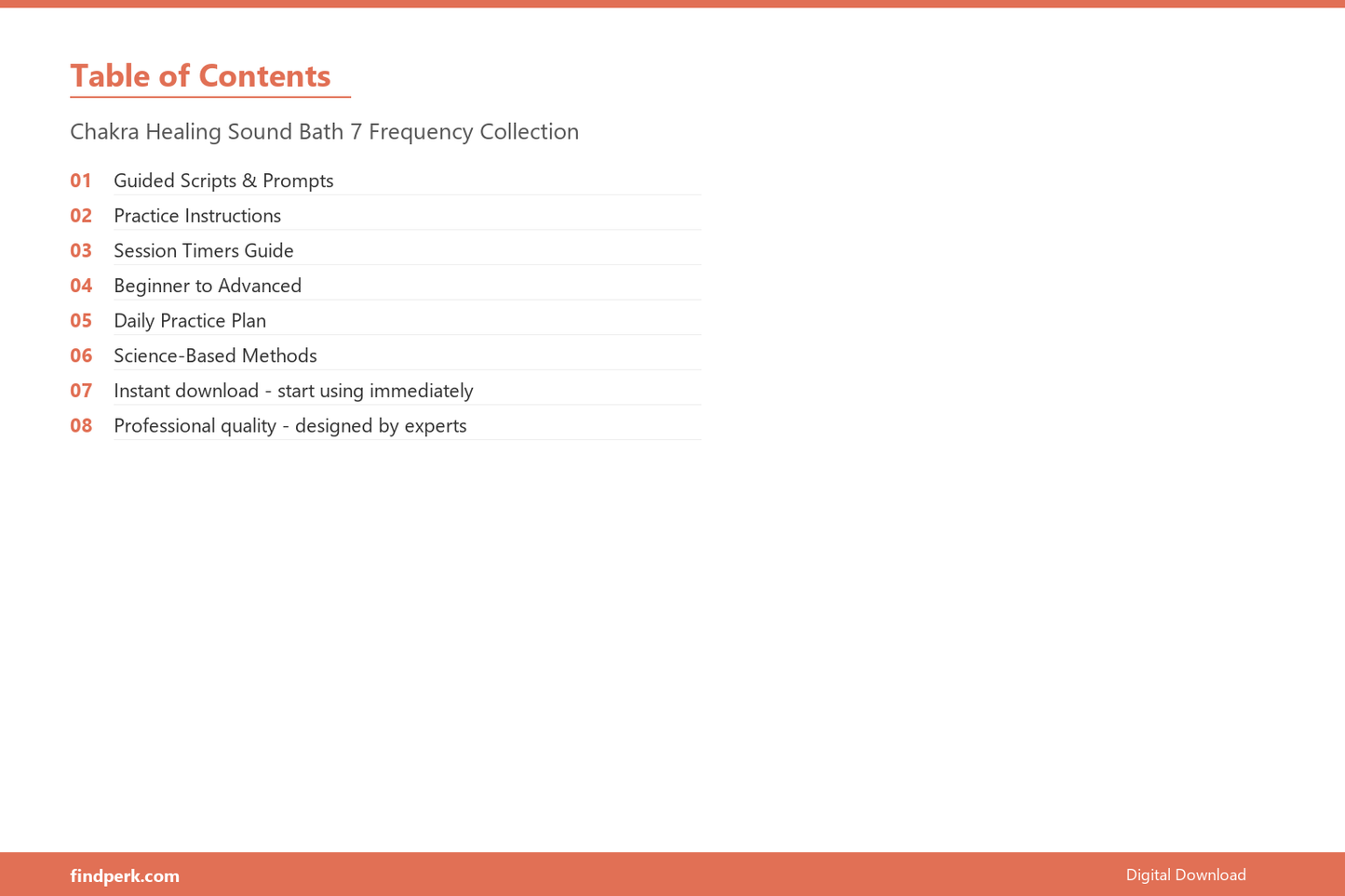 Chakra Healing Sound Bath 7 Frequency Collection - Table of Contents