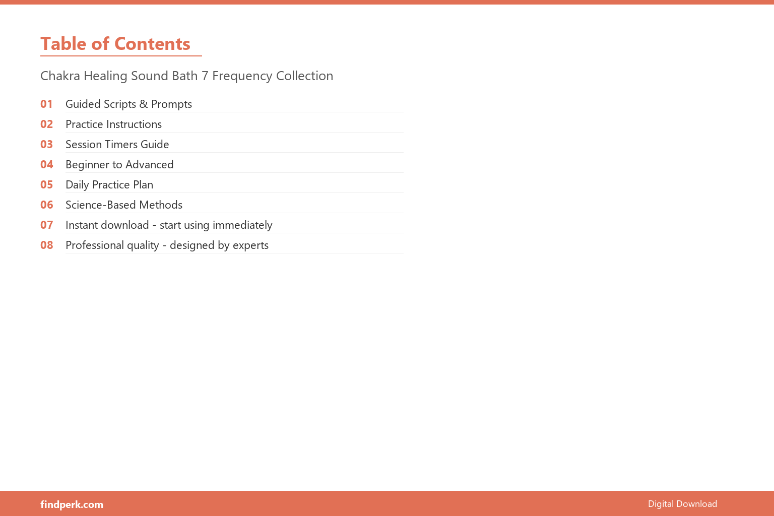 Chakra Healing Sound Bath 7 Frequency Collection - Table of Contents