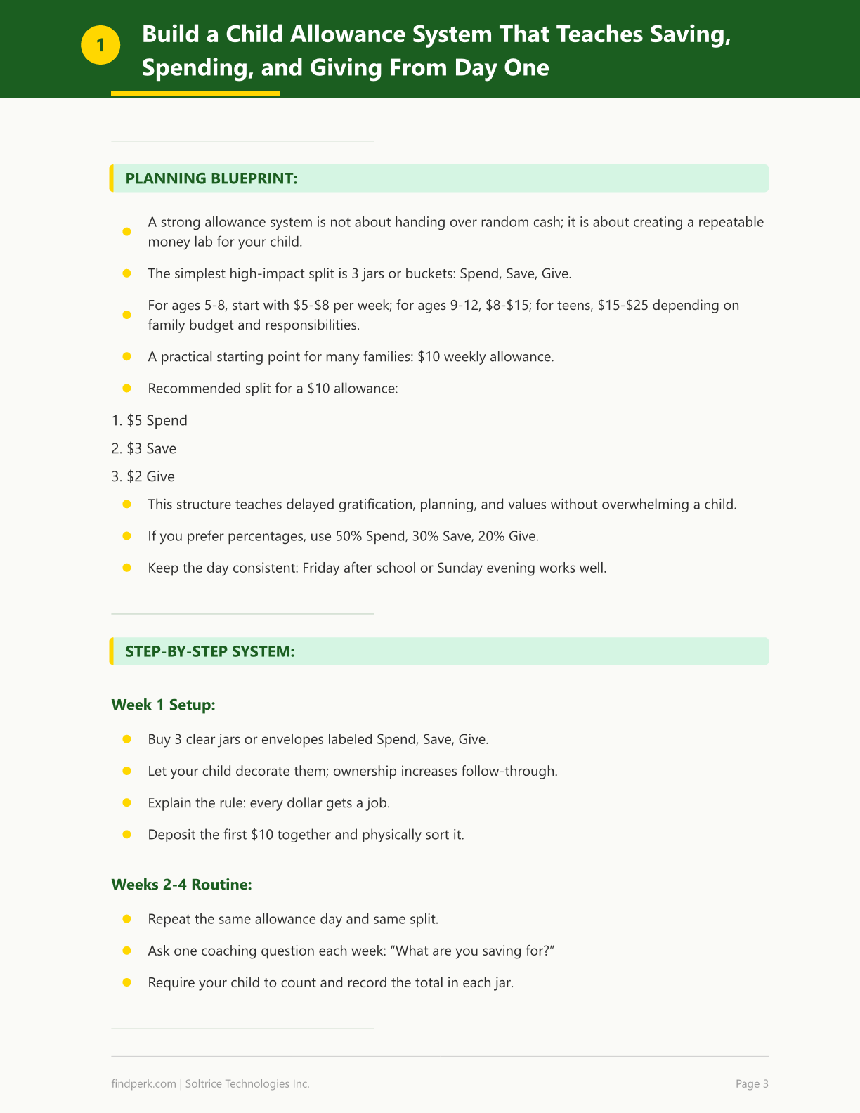 Child Allowance Money Lessons Activity Workbook