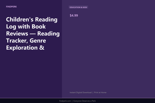 Children's Reading Log with Book Reviews — Reading Tracker, Genre Exploration & Comprehension Q's