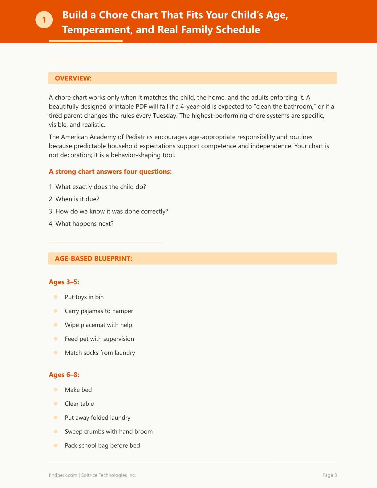 Chore Chart Kids — Printable PDF