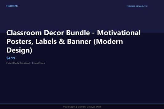 Classroom Decor Bundle - Motivational Posters, Labels & Banner (Modern Design)
