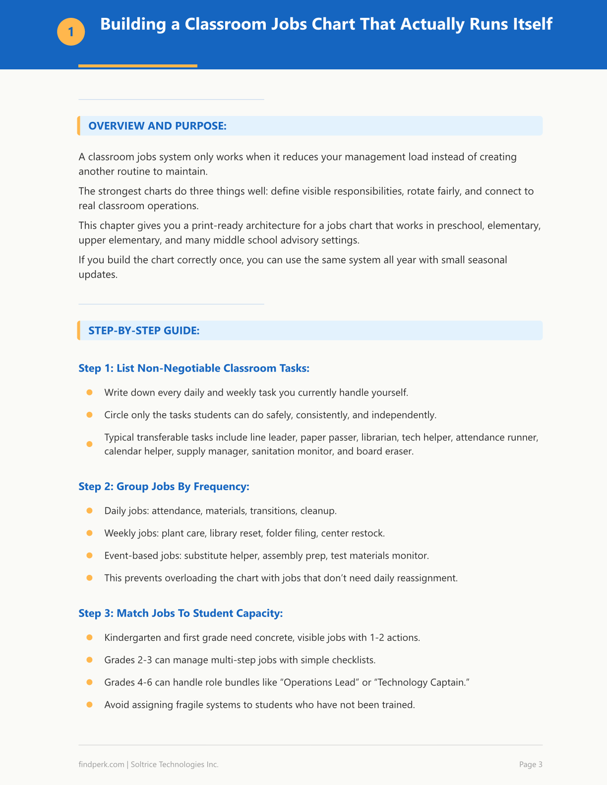 Classroom Jobs Chart with Student Application Form - Printable Management System