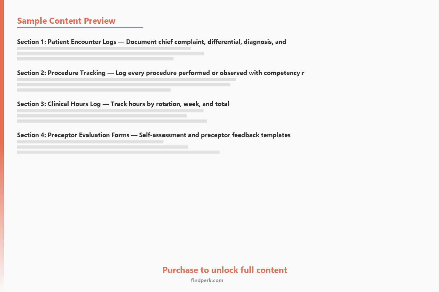 Clinical Rotation Tracker for Medical, PA & Nursing Students - Patient Logs & Procedure Tracking - Content Preview