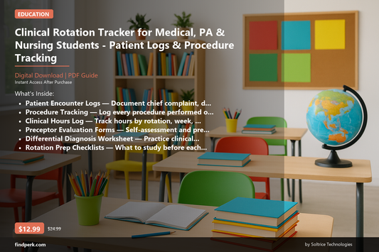 Clinical Rotation Tracker for Medical, PA & Nursing Students - Patient Logs & Procedure Tracking - Cover