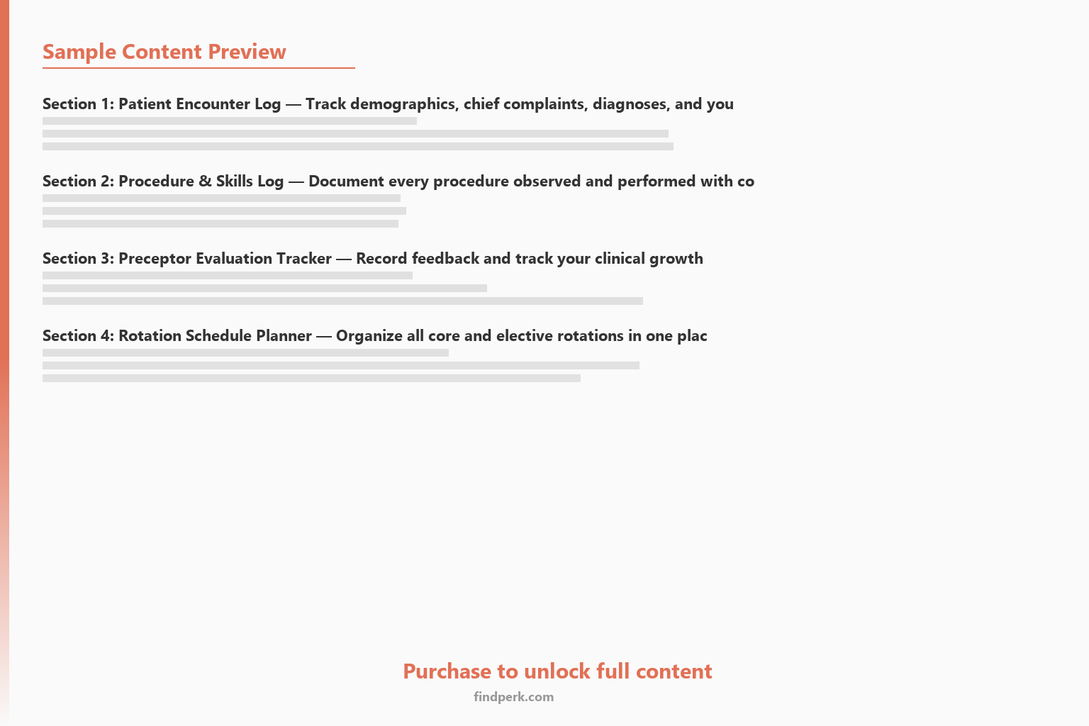 Clinical Rotation Tracker for Medical Students - Patient Log, Procedure Log & Evaluations - Content Preview