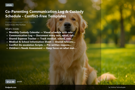 Co-Parenting Communication Log & Custody Schedule - Conflict-Free Templates - Cover