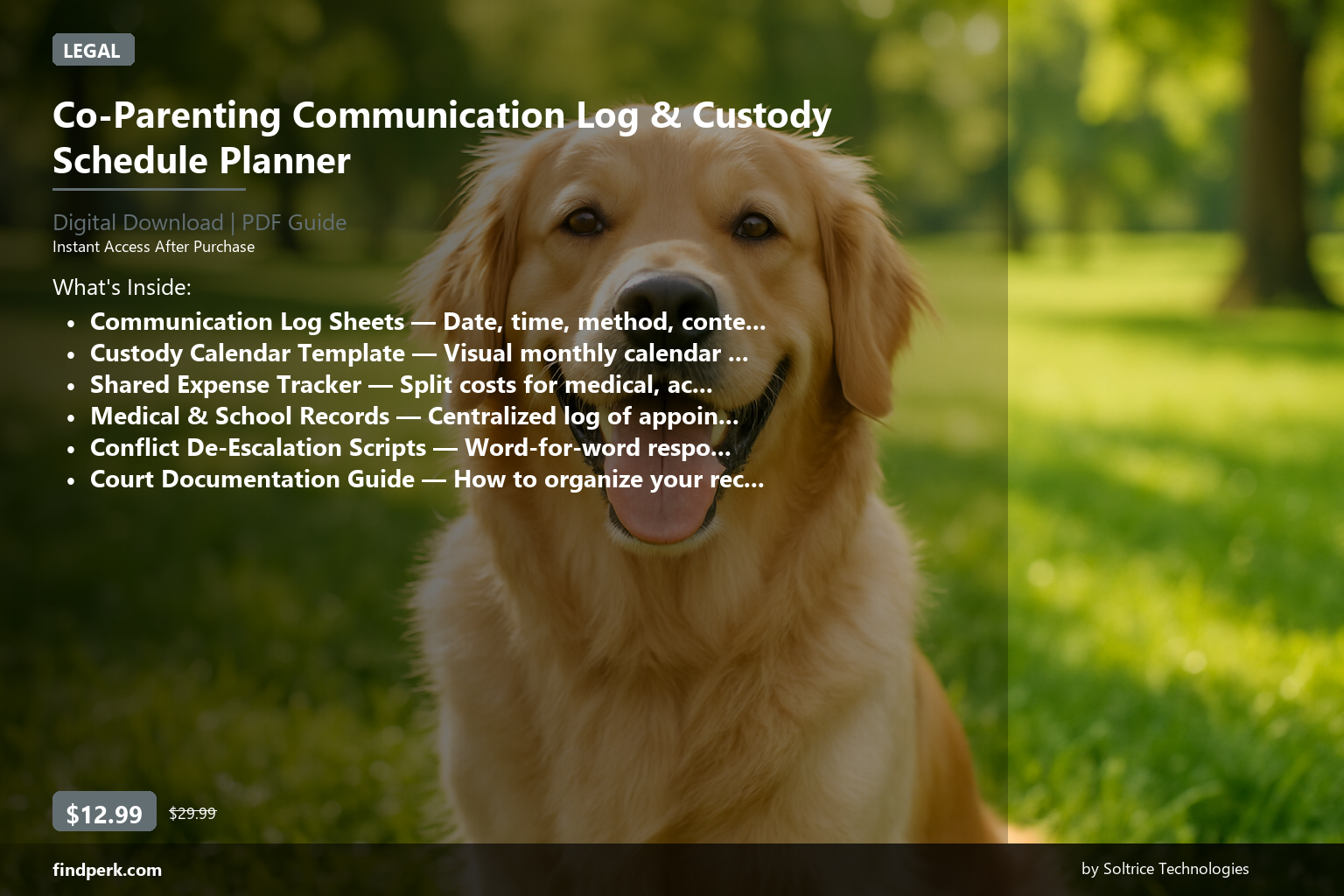Co-Parenting Communication Log & Custody Schedule Planner - Cover