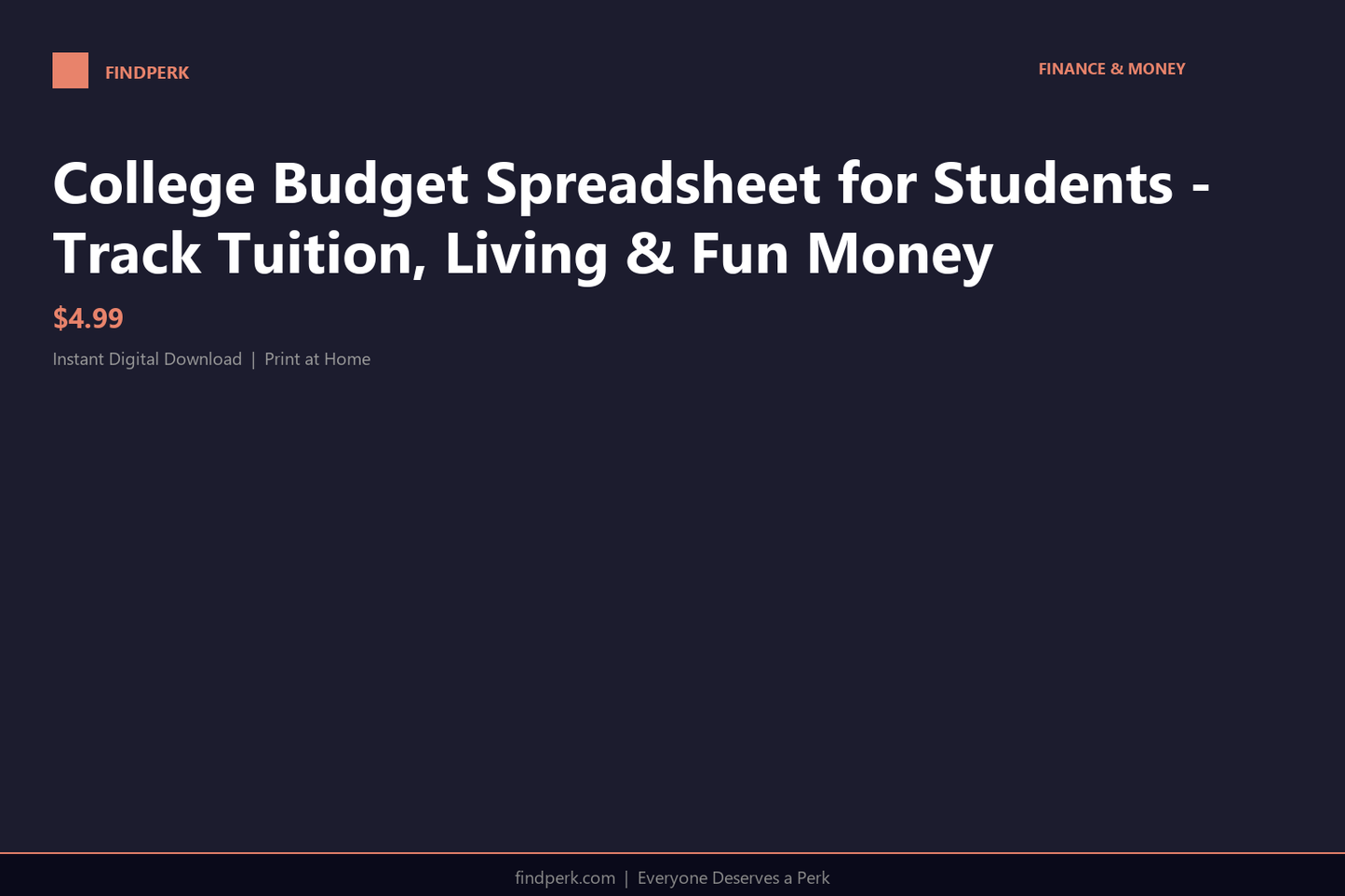 College Budget Spreadsheet for Students - Track Tuition, Living & Fun Money