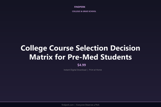College Course Selection Decision Matrix for Pre-Med Students