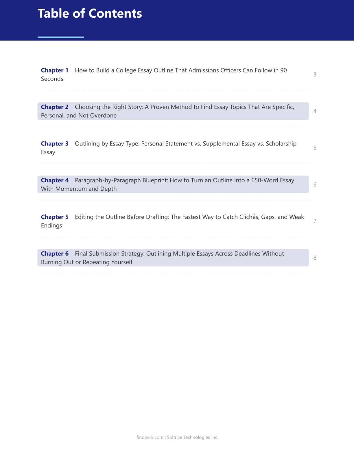 College Essay Outline — Study Guide PDF