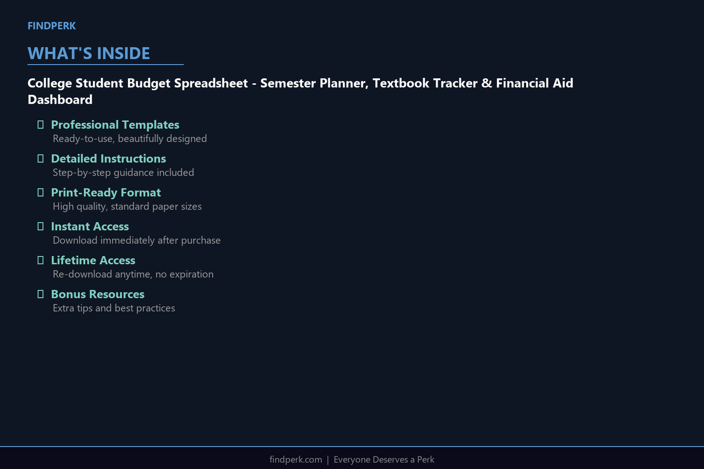College Student Budget Spreadsheet - Semester Planner, Textbook Tracker & Financial Aid Dashboard