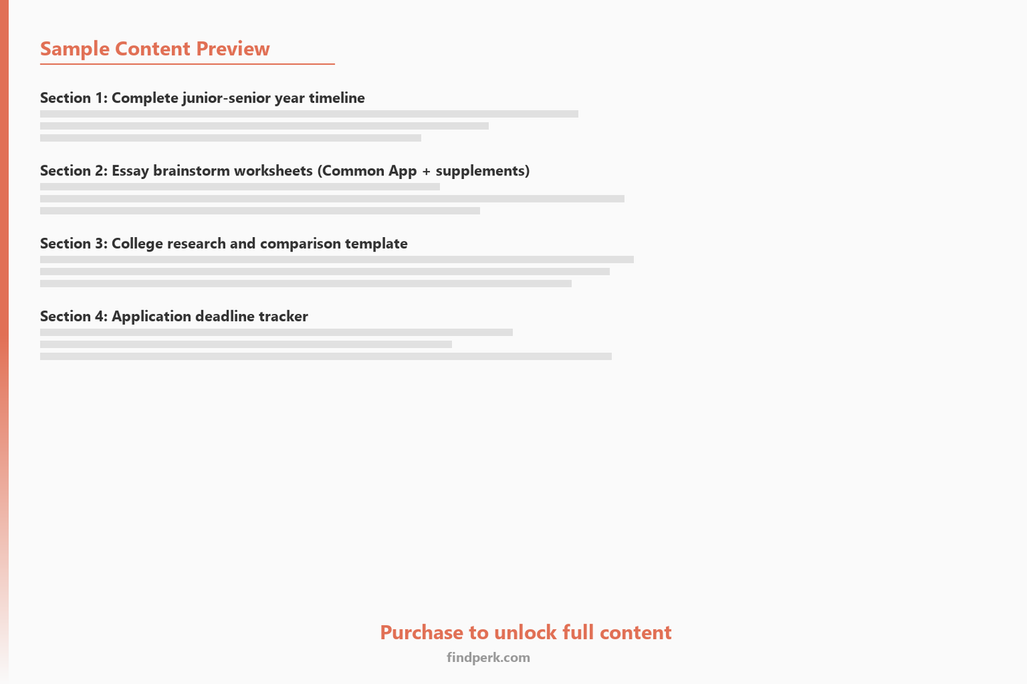 College Application Year Timeline Planner with Essay Brainstorm Worksheets (Junior-Senior) - Content Preview
