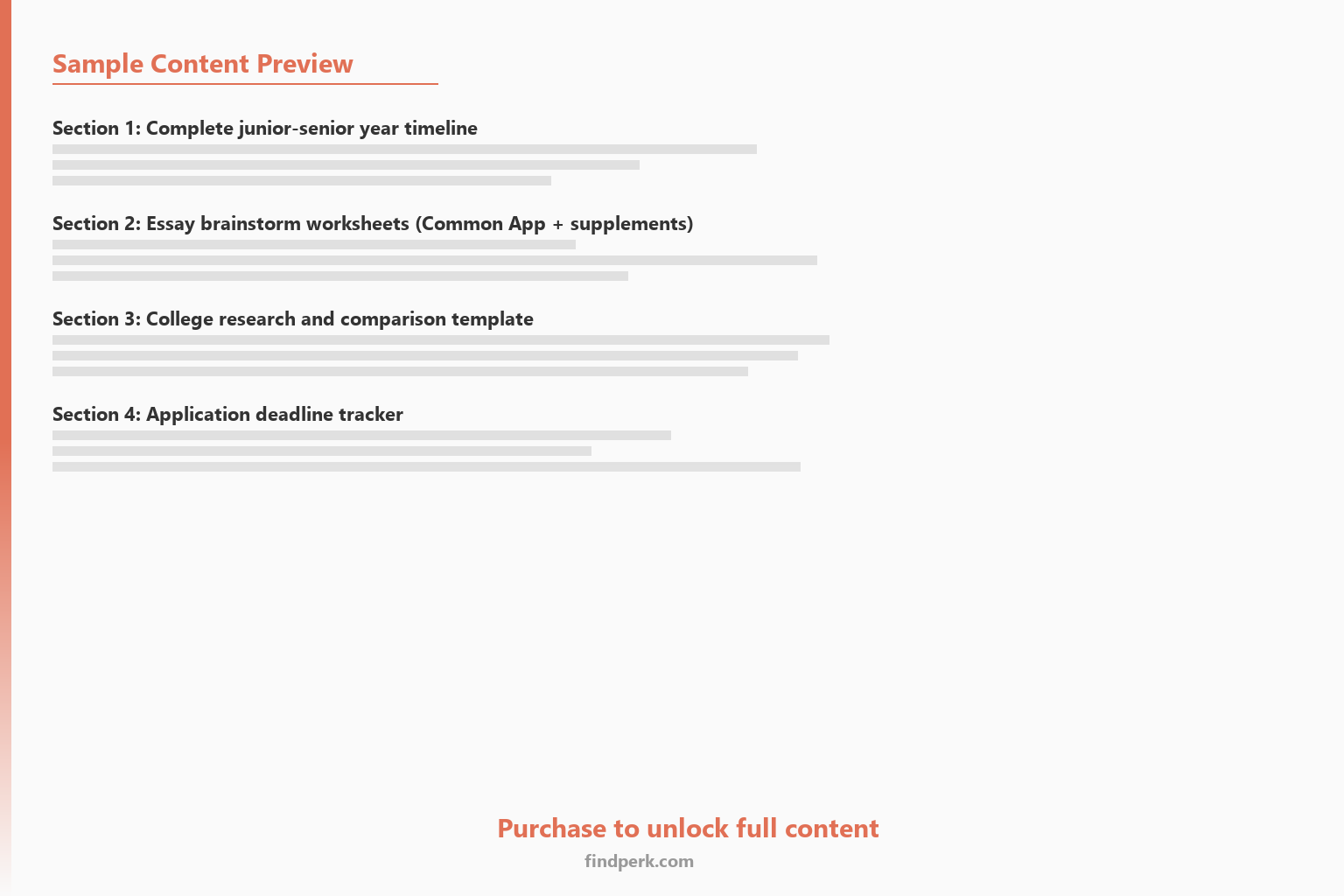 College Application Year Timeline Planner with Essay Brainstorm Worksheets (Junior-Senior) - Content Preview