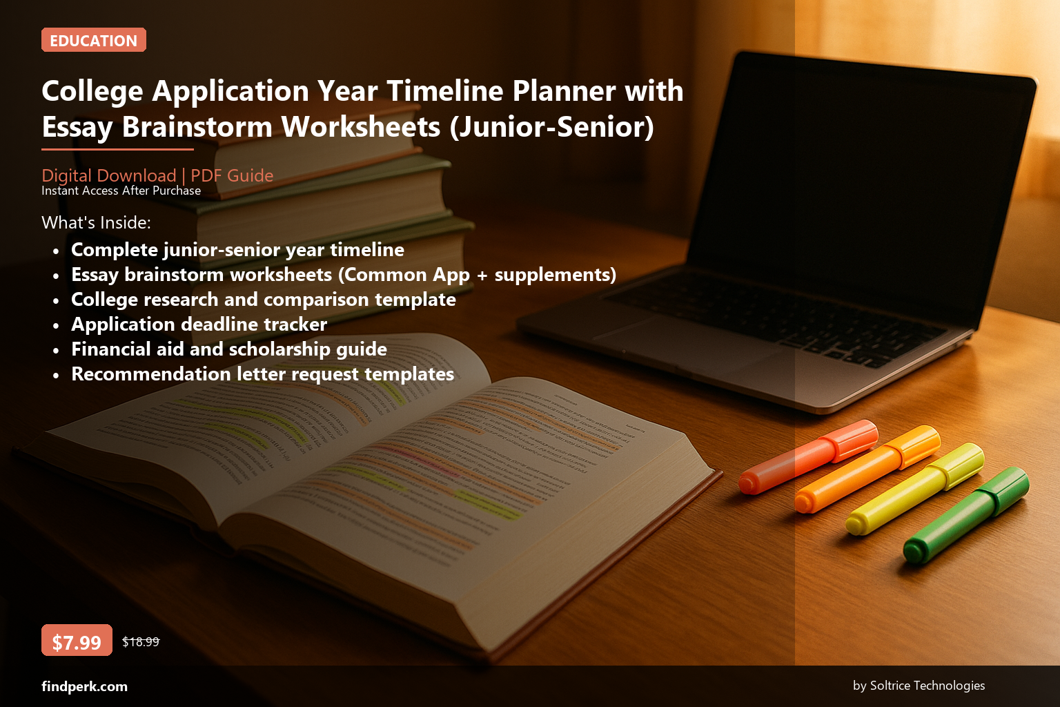 College Application Year Timeline Planner with Essay Brainstorm Worksheets (Junior-Senior) - Cover
