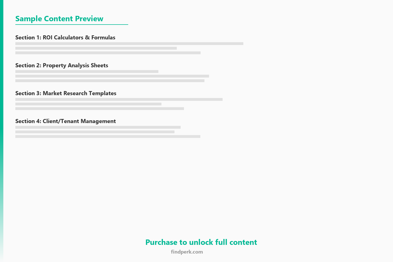 Commercial Real Estate Lease Comparison Template - Content Preview