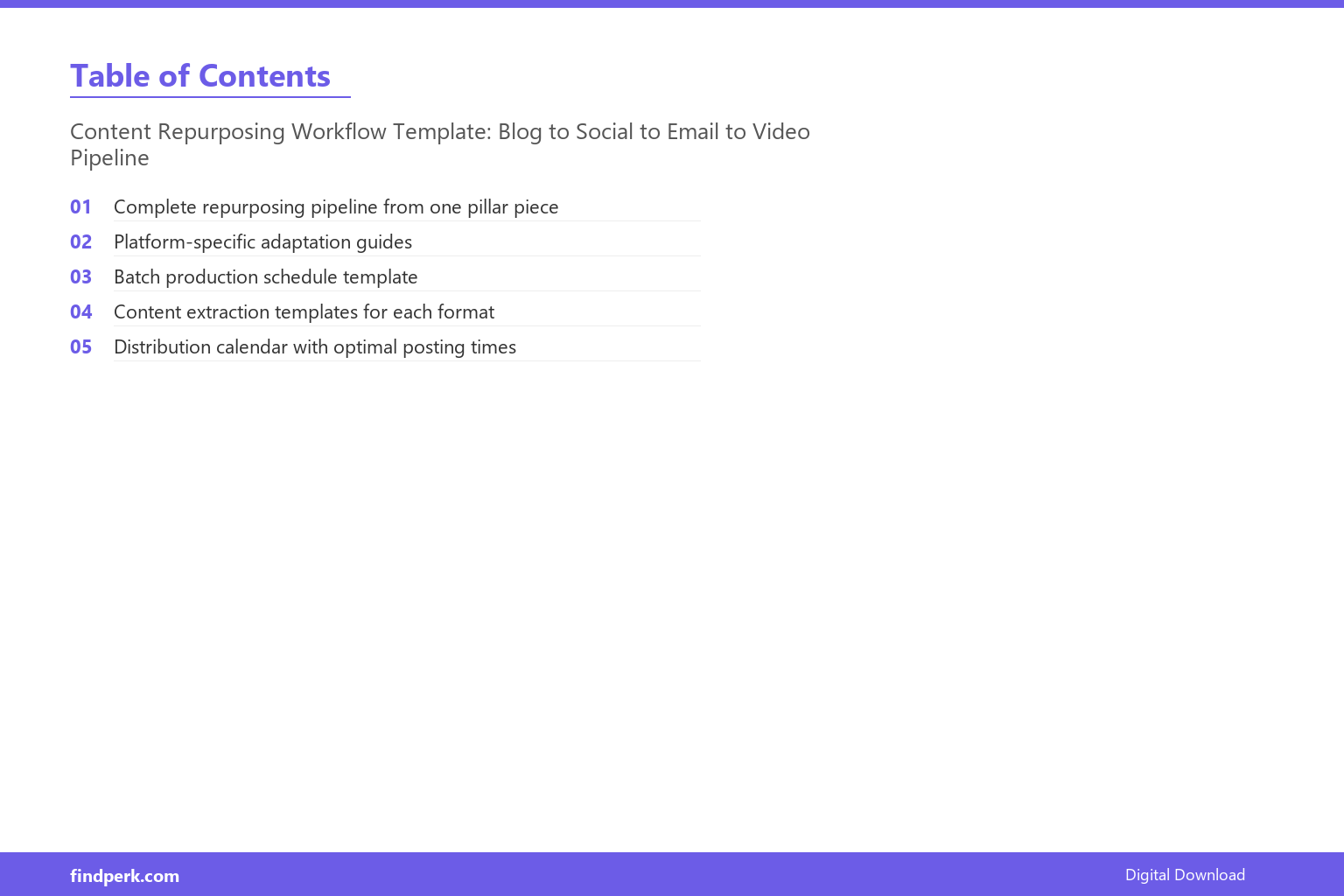 Content Repurposing Workflow Template: Blog to Social to Email to Video Pipeline - Table of Contents