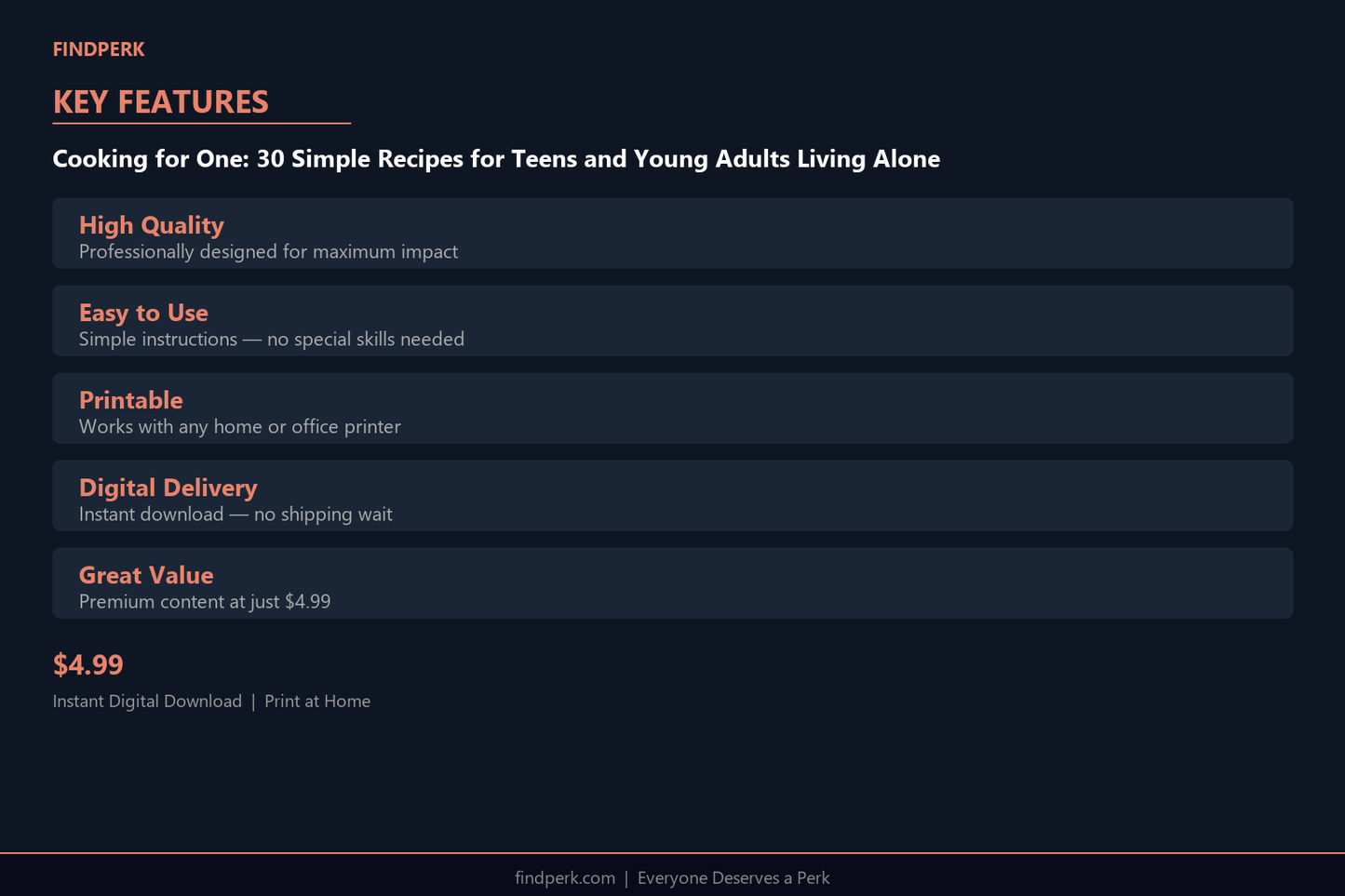 Cooking for One: 30 Simple Recipes for Teens and Young Adults Living Alone