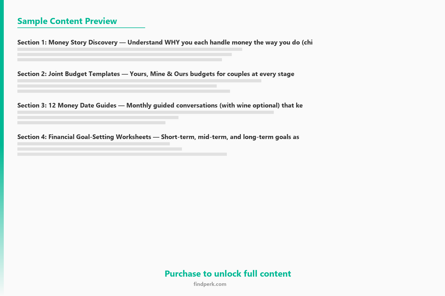 Couples Financial Planning Workbook - Money Dates, Budget Templates & Goal Setting - Content Preview
